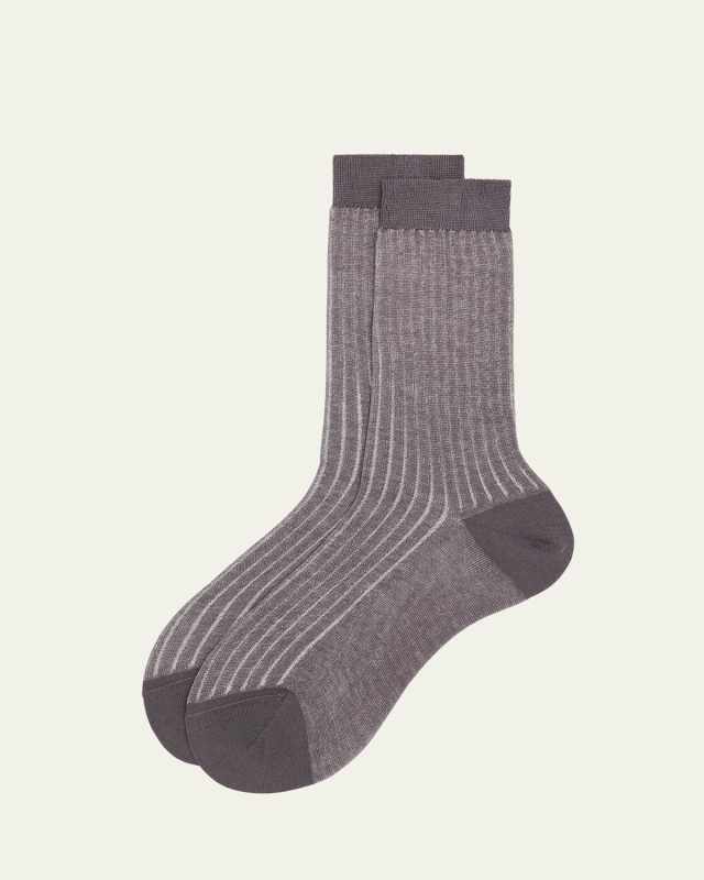 Colorblock Rib Knit Cotton Mid-Calf Socks